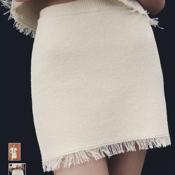 Zara Dresses & Skirts - 🆕️ Cute Zara Cream Fringe Mini Skirt 🤍